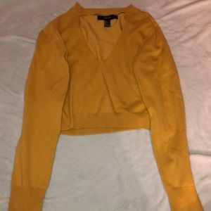 Large yellow long sleeve with peakaboo neck